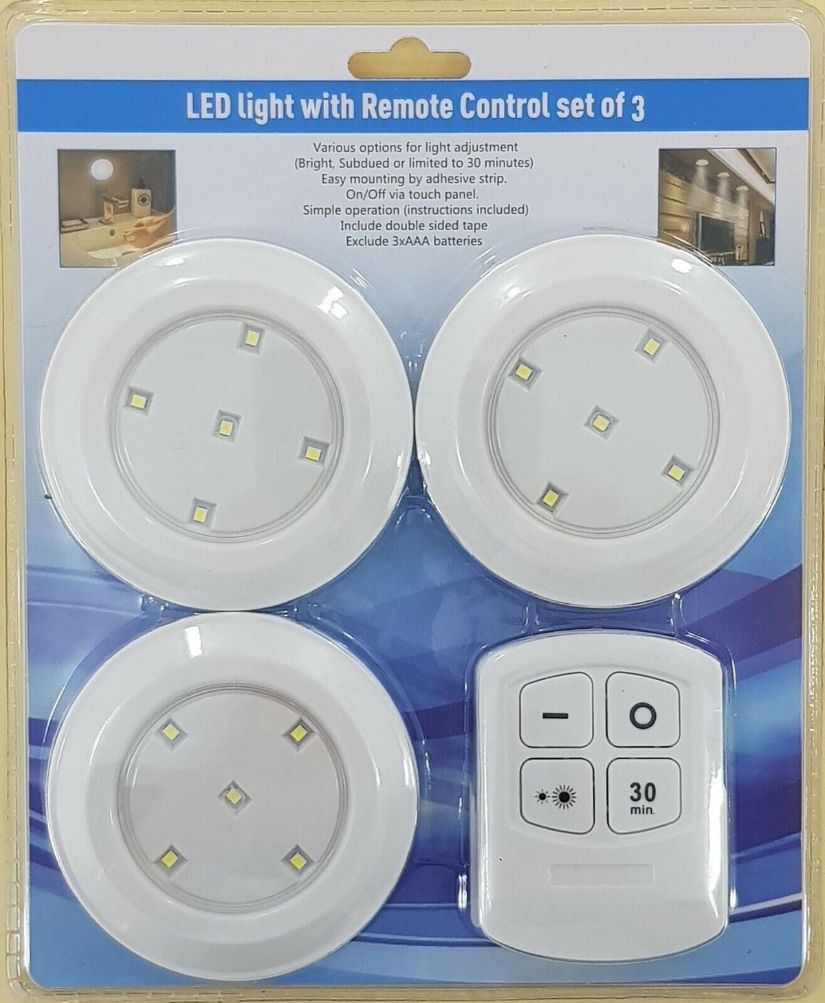 LED light with remote controle set of 3